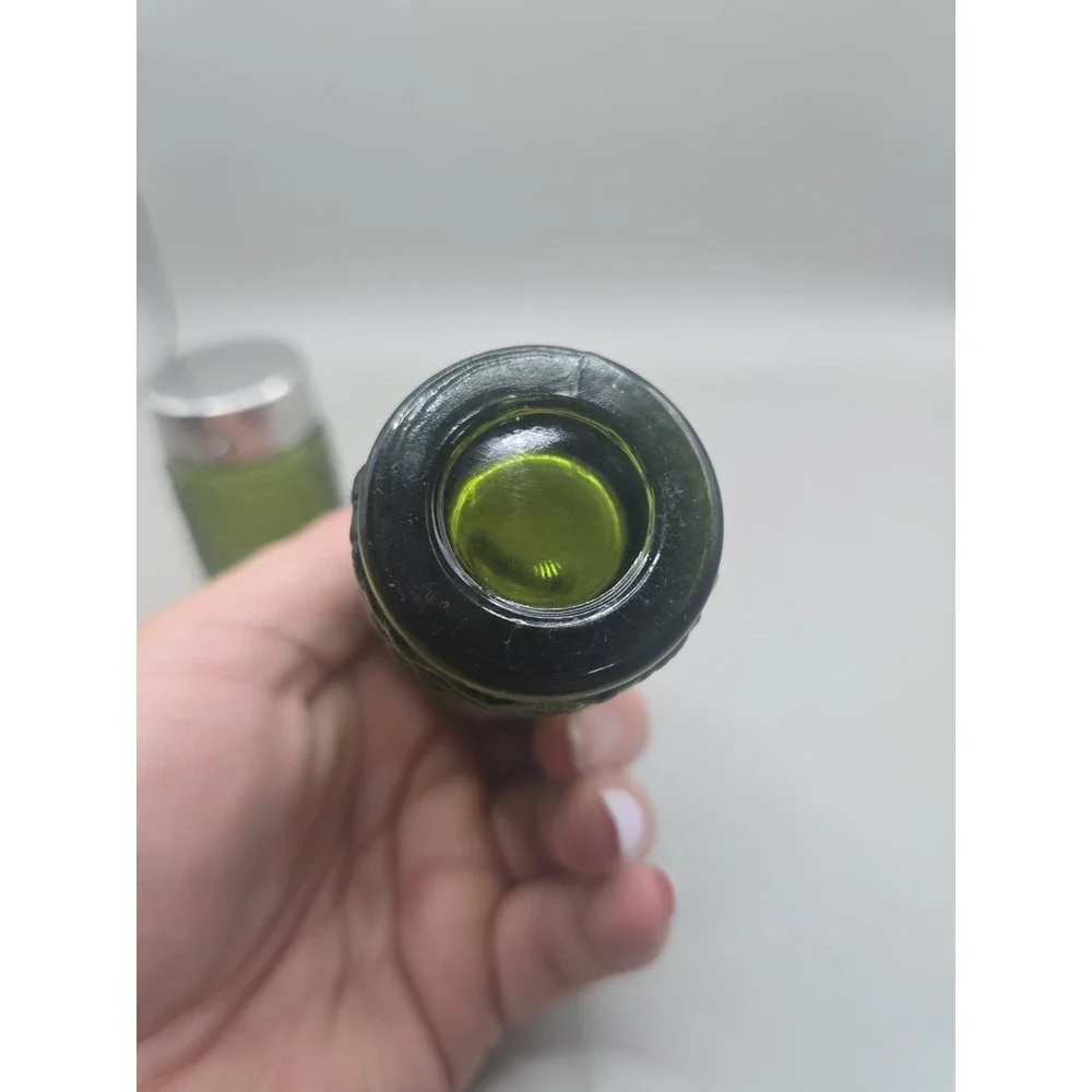 Vintage Green Glass Salt And Pepper Shakers Pre Owned